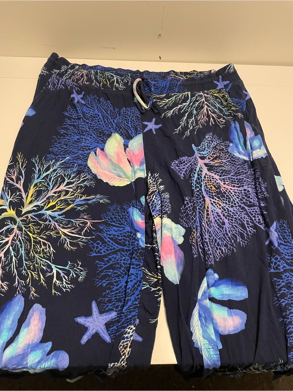 Soma Brand Women's size Large Black & Blue Cool Nights Cropped Pajama Pants